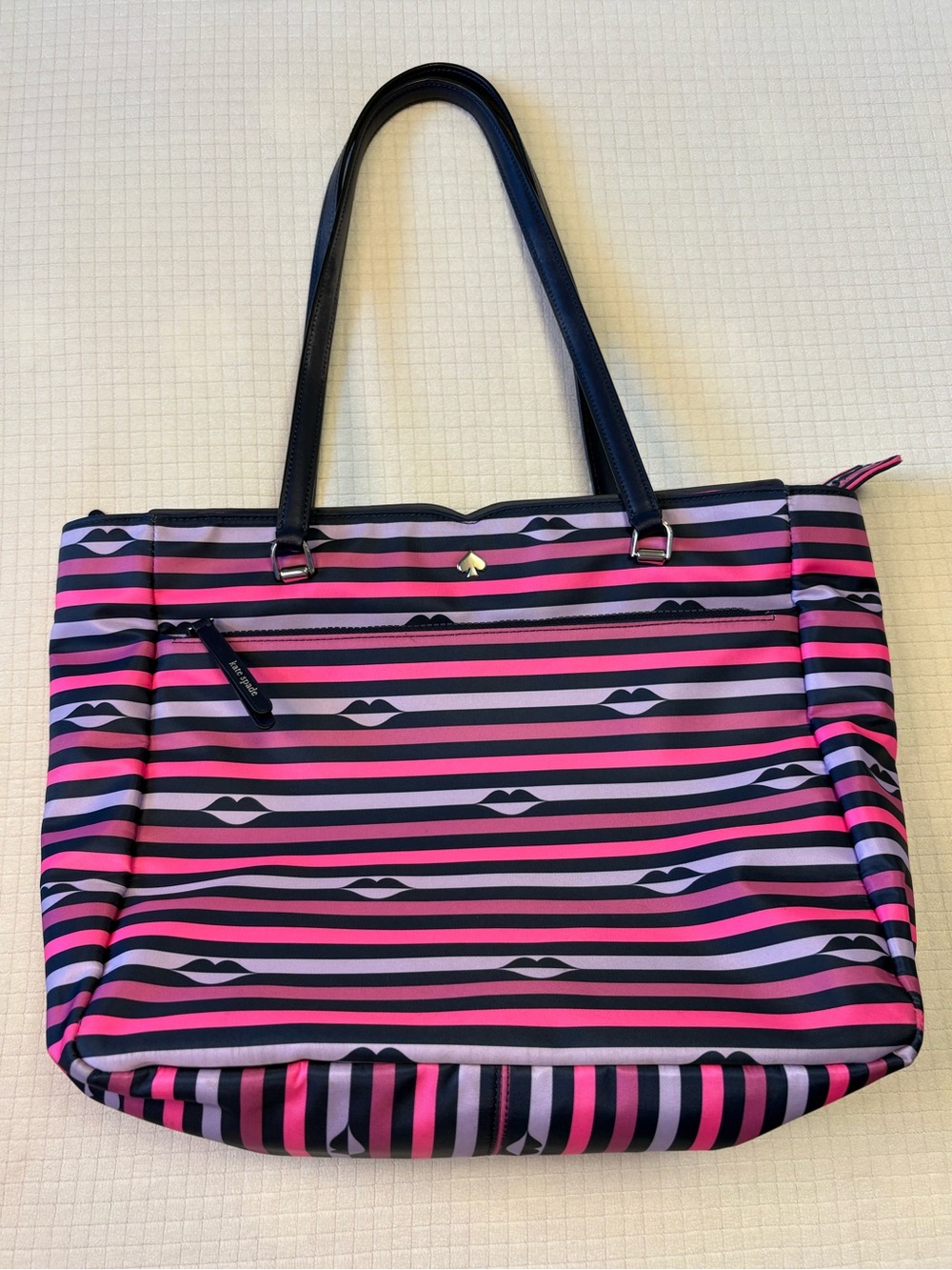 Kate Spade striped lip print shoulder bag